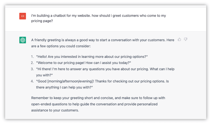 如何使用 chatgpt 进行营销 - 回答有关如何打招呼客户的提示